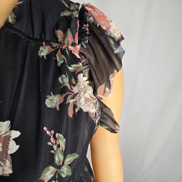 Maurices Floral Mesh Flutter Sleeve Midi Dress XL - Picture 4 of 6